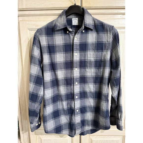 Brooks Brothers 1818 Regent Fit Plaid Flannel Button Down Shirt Men's M Blue - Picture 2 of 6